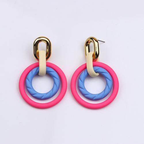 Acrylic Jewelry Earring Round painted fashion jewelry & for woman & hollow Sold By Pair