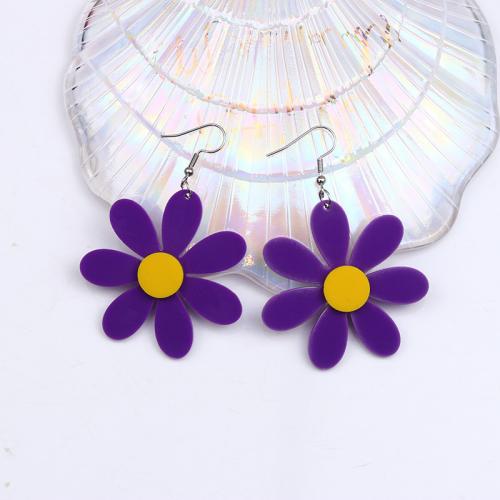 Acrylic Jewelry Earring Flower painted fashion jewelry & for woman Sold By Pair