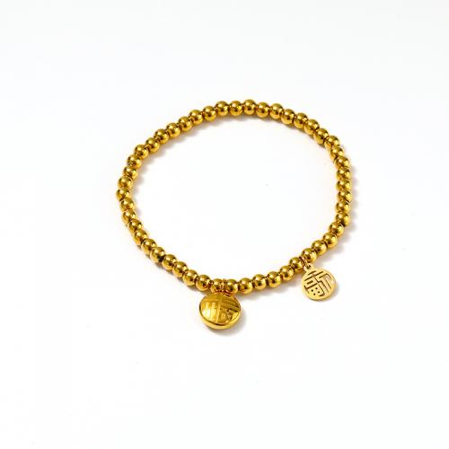 Titanium Steel Bracelet & Bangle, Vacuum Ion Plating, for woman, golden, Length:Approx 17 cm, Sold By PC