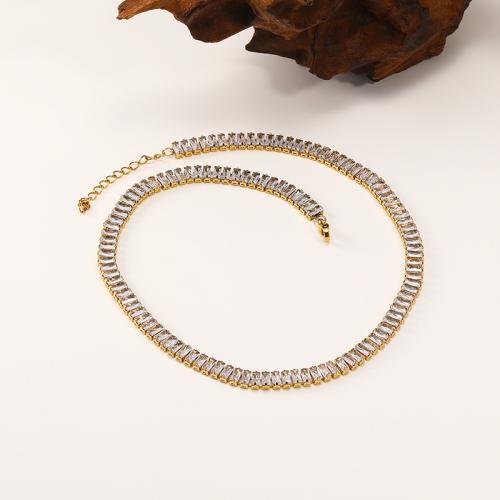 Zestawy biżuterii, Kolczyk & bransoletka & naszyjnik, Titantium stali, mikro utorować cyrkonia & dla kobiety, dostępnych więcej kolorów, Bracelet - length 18* tail chain 3CM, necklace length 38* tail chain 5CM, stud width -5.8mm, sprzedane przez Ustaw