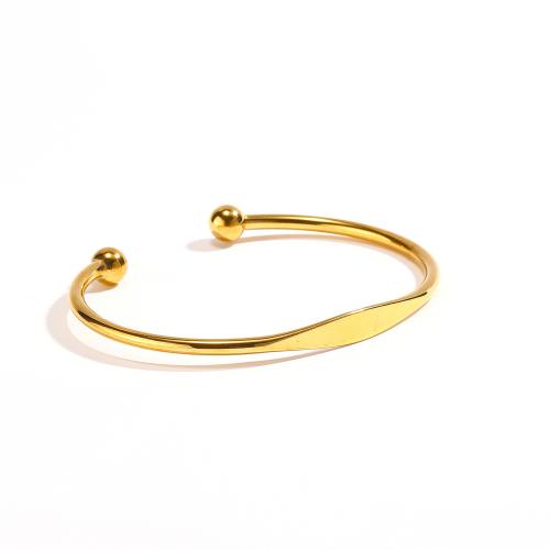 Titanium Steel Bracelet & Bangle Vacuum Ion Plating for woman golden Inner Approx 62mm Sold By PC