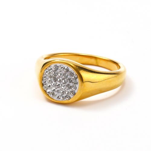 Ring Finger Titantium stali, różnej wielkości do wyboru & mikro utorować cyrkonia & dla kobiety, złoty, sprzedane przez PC