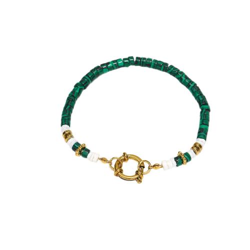Bracelet d'acier titane, avec Pierre naturelle, pour femme, doré, Longueur:Environ 17 cm, Vendu par PC