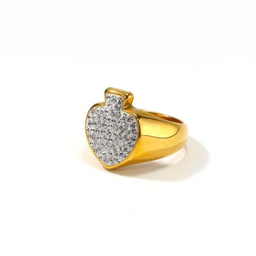 Ring Finger Titantium stali, różnej wielkości do wyboru & mikro utorować cyrkonia & dla kobiety, złoty, sprzedane przez PC