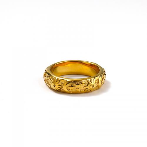 Titanium Čelik Finger Ring, različite veličine za izbor & za žene, zlatan, Prodano By PC