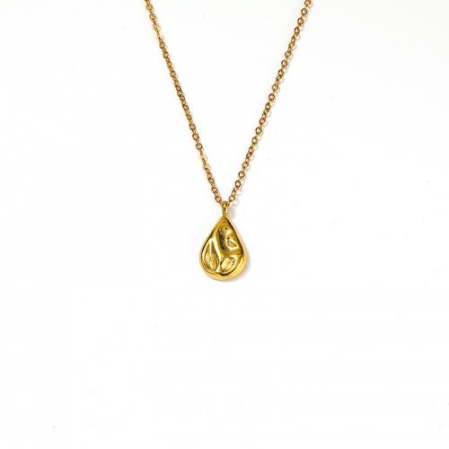 Titanium Steel Necklace, with 5CM extender chain, Vacuum Ion Plating, for woman, golden, Length:Approx 45 cm, Sold By PC