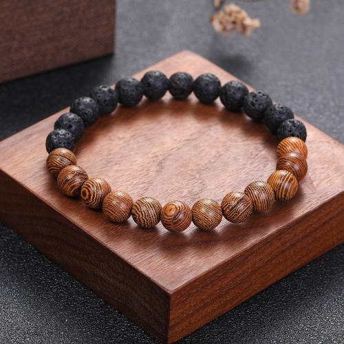 Wood Bracelets, Elastic Thread, with Natural Stone & Wenge, fashion jewelry & different styles for choice, Length:Approx 18 cm, Sold By PC
