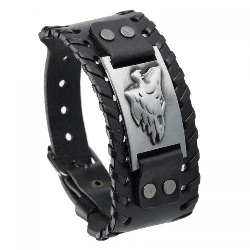 Cowhide Bracelet Zinc Alloy with Split Layer Cowhide Leather & Iron fashion jewelry & for man Sold By PC