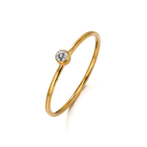 304 nehrđajućeg čelika Finger Ring, zlatna boja pozlaćen, različite veličine za izbor & za žene & s Rhinestone, više boja za izbor, Veličina:6-7, Prodano By PC