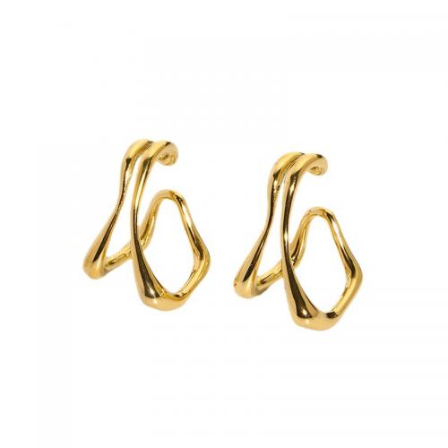 304 Stainless Steel Earring Cuff Geometrical Pattern gold color plated fashion jewelry & for woman Sold By Pair