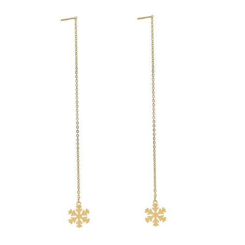 304 Stainless Steel Thread Through Earrings Snowflake Vacuum Ion Plating fashion jewelry & for woman golden nickel lead & cadmium free 80mm Sold By Pair