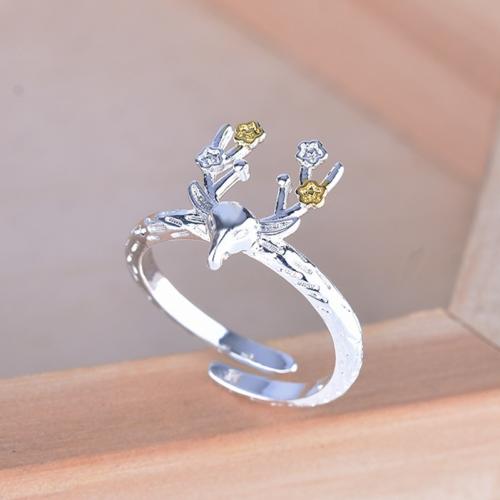 Brass δάχτυλο του δακτυλίου, Ορείχαλκος, Ελάφι, επιχρυσωμένο, κοσμήματα μόδας & για τη γυναίκα, μικτά χρώματα, νικέλιο, μόλυβδο και κάδμιο ελεύθεροι, inner diameter:17-18mm, Sold Με PC