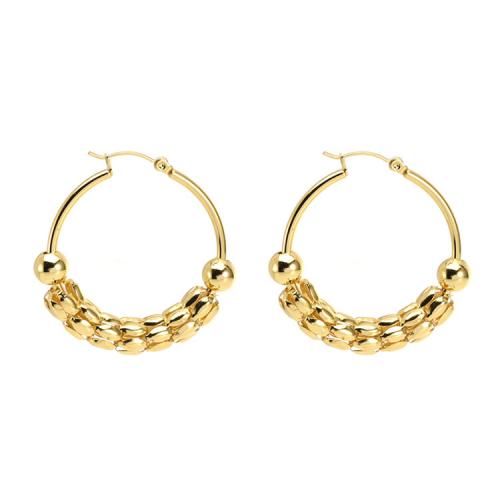 Stainless Steel Hoop Earring 304 Stainless Steel Donut Vacuum Ion Plating fashion jewelry & for woman golden nickel lead & cadmium free Sold By Pair