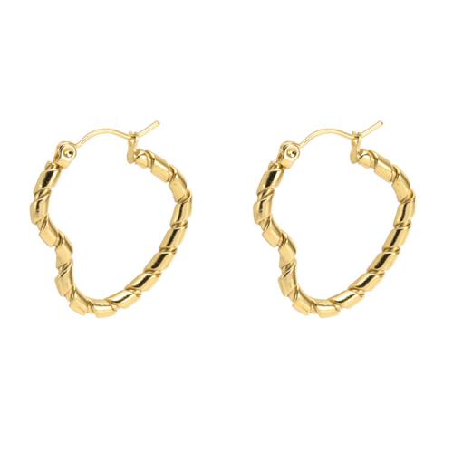 Stainless Steel Hoop Earring 304 Stainless Steel Heart Vacuum Ion Plating fashion jewelry & for woman golden nickel lead & cadmium free Sold By Pair