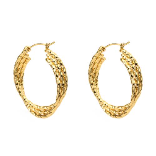Stainless Steel Hoop Earring, 304 Stainless Steel, Vacuum Ion Plating, fashion jewelry & for woman, golden, nickel, lead & cadmium free, 1.60x30mm, Sold By Pair