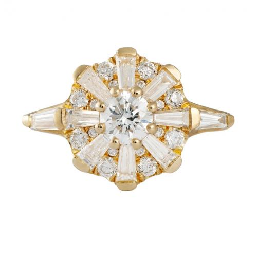 Brass Finger Ring, with Cubic Zirconia & Crystal, Round, gold color plated, fashion jewelry & different size for choice & for woman & with rhinestone, clear, nickel, lead & cadmium free, Sold By PC