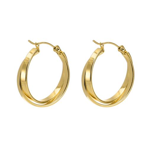 Stainless Steel Hoop Earring, 304 Stainless Steel, Donut, Vacuum Ion Plating, fashion jewelry & for woman, golden, nickel, lead & cadmium free, 25mm, Sold By Pair