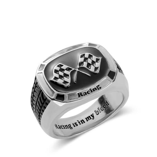 Ring Finger mosiądz, Platerowane platyną, biżuteria moda & różnej wielkości do wyboru & dla człowieka & emalia, czarny, bez zawartości niklu, ołowiu i kadmu, 15mm, sprzedane przez PC