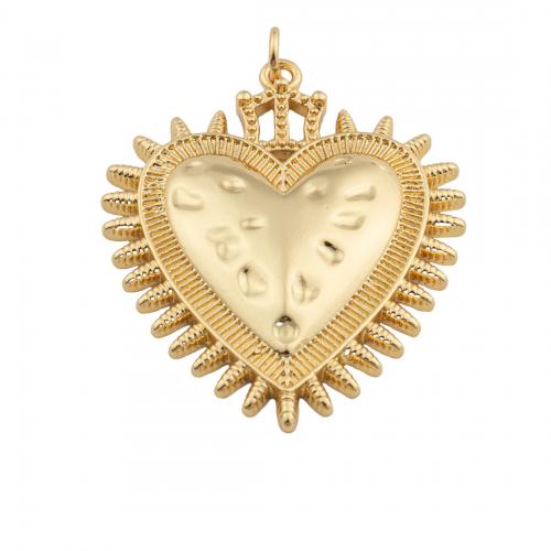 Brass Heart Pendants, 14K gold plated, DIY, nickel, lead & cadmium free, 41x32x5mm, Hole:Approx 4mm, Sold By PC
