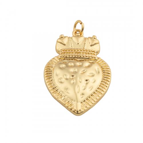 Brass Heart Pendants, 14K gold plated, DIY, nickel, lead & cadmium free, 35x21x4mm, Hole:Approx 4mm, Sold By PC