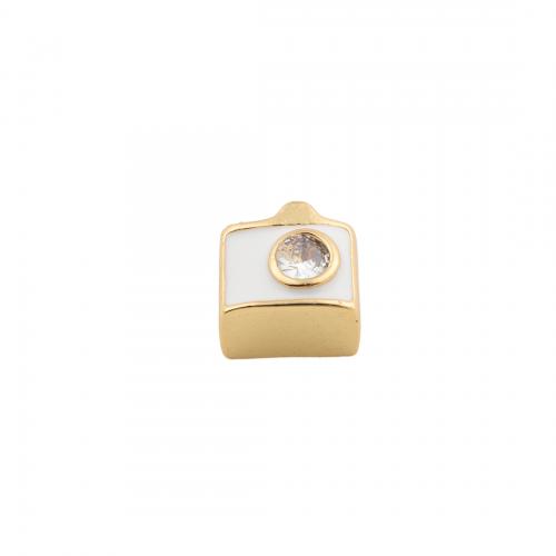 Cubic Zirconia grânulos de latão Micro Pave, cobre, Banhado a ouro 14K, DIY & micro pavimento em zircônia cúbica & esmalte, Mais cores pare escolha, níquel, chumbo e cádmio livre, 9x10x8mm, Buraco:Aprox 2mm, vendido por PC