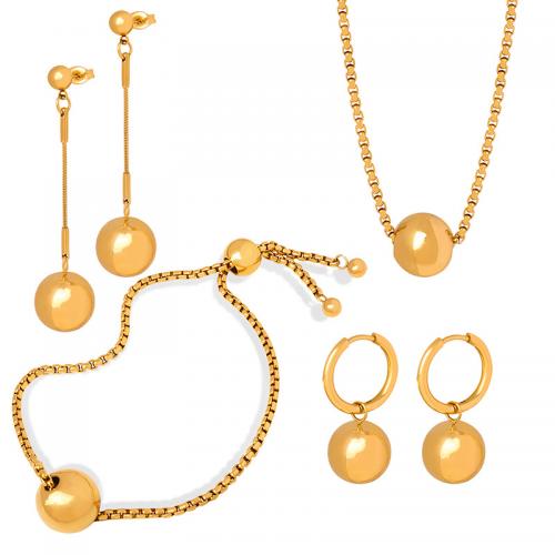 Σετ Κοσμημάτων, Titanium Steel, κοσμήματα μόδας & διαφορετικά στυλ για την επιλογή & για τη γυναίκα, χρυσαφένιος, Sold Με PC