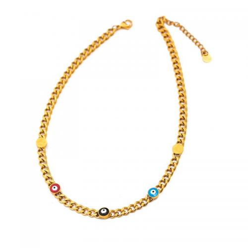 Titanstahl Halskette, mit Verlängerungskettchen von 2.36inch, verschiedene Stile für Wahl & für Frau & Epoxy Aufkleber, goldfarben, Länge:ca. 15.94 ZollInch, verkauft von PC