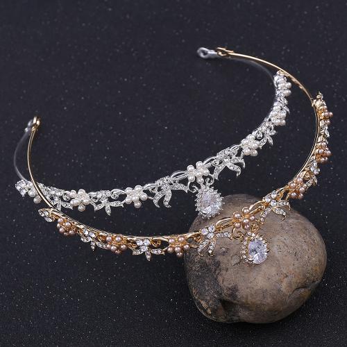Bridal Tiaras, Tibetan Style, with Plastic Pearl, fashion jewelry & micro pave cubic zirconia & for woman, more colors for choice, nickel, lead & cadmium free, Inner Diameter:Approx 150mm, Sold By PC