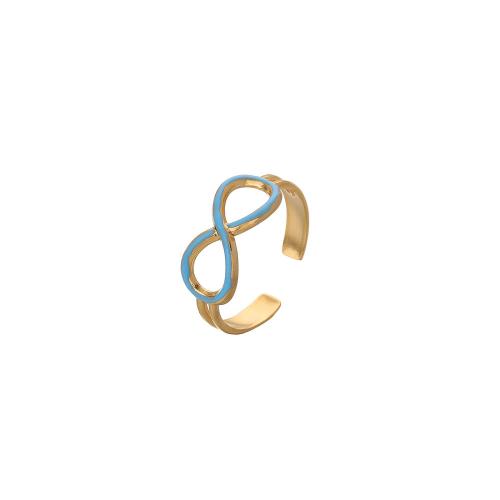 Эмаль Нержавеющая сталь палец кольцо, Нержавеющая сталь 304, цифра 8, ювелирные изделия моды & Женский & эмаль, Золотой, продается PC