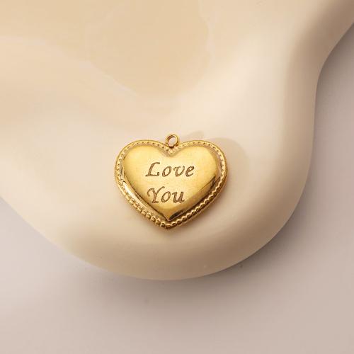 Rostfritt stål Hjärta Hängen, 304 rostfritt stål, mode smycken & för kvinna, gyllene, 19x17mm, Säljs av PC