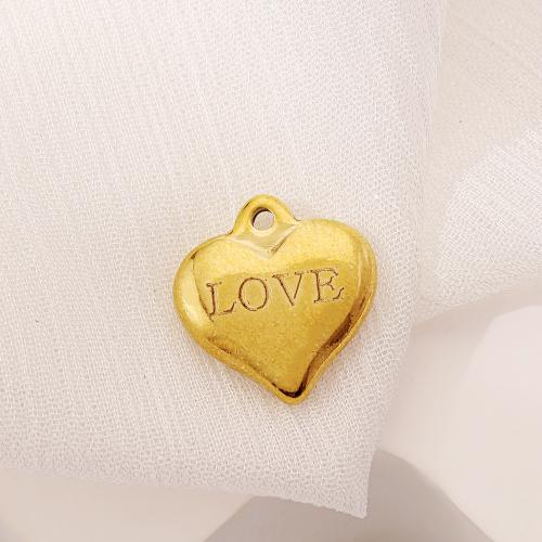 Stainless Steel Heart Pendants, 304 Stainless Steel, Vacuum Ion Plating, DIY, golden, 15x16mm, Sold By PC