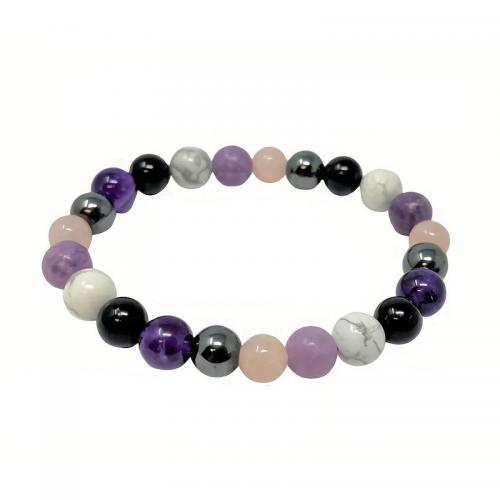 Gemstone Bracelets Round handmade fashion jewelry & elastic & for woman 8mm Length Approx 19 cm Sold By PC