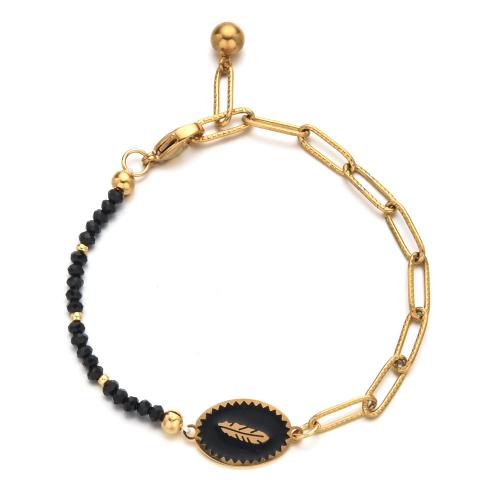 Stainless Steel Jewelry Bracelet 304 Stainless Steel with Crystal Vacuum Ion Plating fashion jewelry & for woman & enamel Length Approx 18 cm Sold By PC