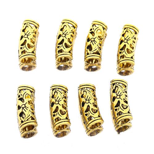 Tibetan Style Tube Beads, gold color plated, DIY & hollow, nickel, lead & cadmium free, 20x7mm, Approx 100PCs/Bag, Sold By Bag