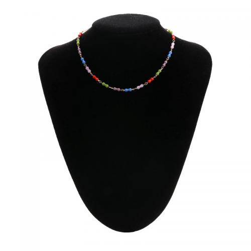 Brass Necklace, with Seedbead, with 10CM extender chain, plated, for woman, more colors for choice, nickel, lead & cadmium free, Length:Approx 35 cm, Sold By PC