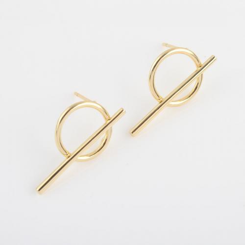Brass Stud Earring Round gold color plated for woman nickel lead & cadmium free Sold By Pair