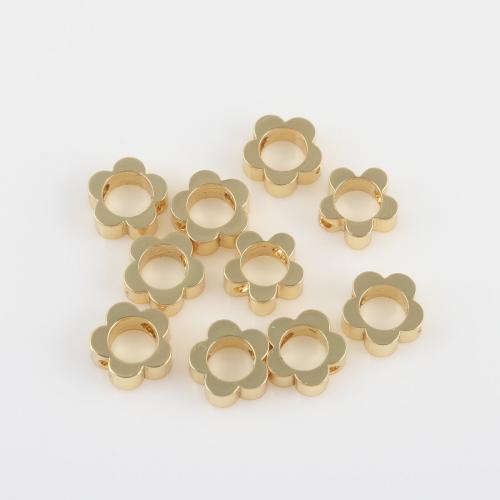 Perles bijoux en laiton, fleur, Placage de couleur d'or, DIY, protéger l'environnement, sans nickel, plomb et cadmium, 6x2.50mm, Vendu par PC