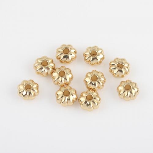 Perles bijoux en laiton, fleur, Placage de couleur d'or, DIY, protéger l'environnement, sans nickel, plomb et cadmium, 5.40x2.40mm, Vendu par PC