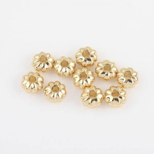 Perles bijoux en laiton, fleur, Placage de couleur d'or, DIY, protéger l'environnement, sans nickel, plomb et cadmium, 5.40x3.20mm, Vendu par PC