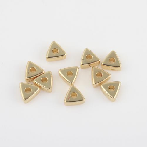 Grânulos de jóias de latão, cobre, Triângulo, cromado de cor dourada, DIY, níquel, chumbo e cádmio livre, 5.50x5.20x2.40mm, vendido por PC