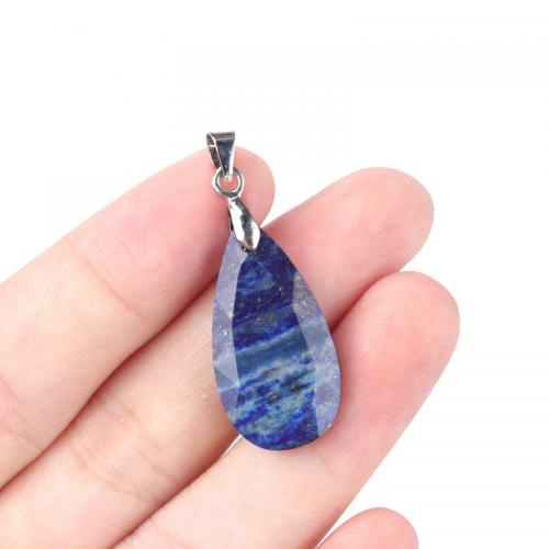 Gemstone Pendants Jewelry, with Iron, Teardrop, DIY & different materials for choice, more colors for choice, 13x25mm, Sold By PC