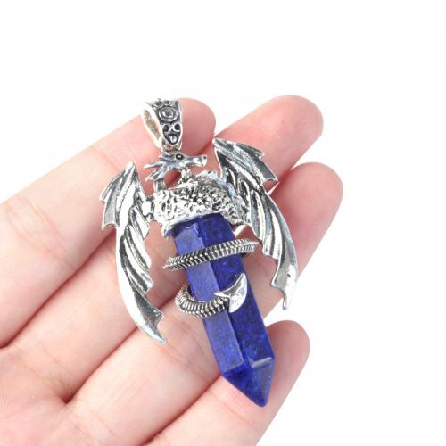 Gemstone Pendants Jewelry, with Iron, Dragon, DIY & different materials for choice, more colors for choice, Sold By PC