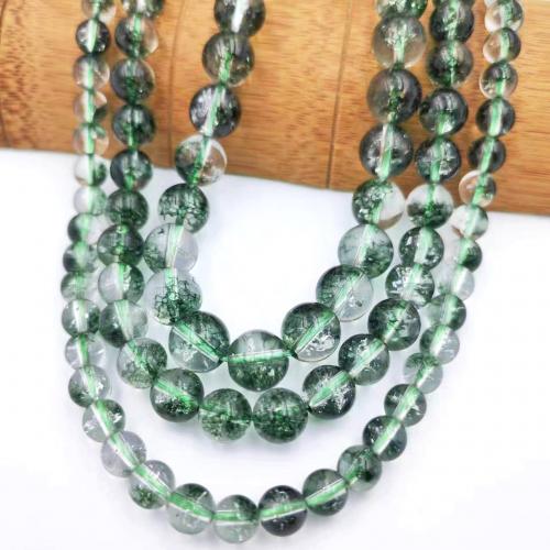Natural Quartz Jewelry Beads Green Phantom Quartz Round DIY Sold By Strand