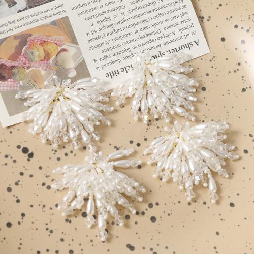 Haarschmuck DIY Ergebnisse, ABS-Kunststoff-Perlen, mit Kristall, Blume, weiß, 22x22mm, verkauft von PC