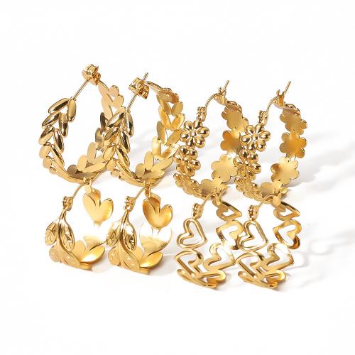 Titan Stahl Ohrring, Titanstahl, 18K vergoldet, Modeschmuck & verschiedene Stile für Wahl & für Frau, frei von Nickel, Blei & Kadmium, verkauft von Paar