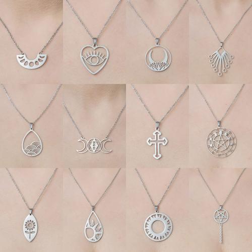 Stainless Steel Jewelry Necklace, 304 Stainless Steel, polished, fashion jewelry & different styles for choice & for woman, original color, nickel, lead & cadmium free, Sold By PC