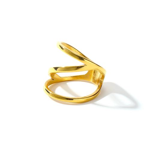 Anillo de dedo de Titantium Acero, Partículas de acero, diverso tamaño para la opción & para mujer, dorado, Vendido por UD