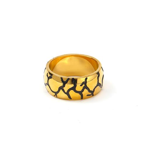 Titanium Steel Finger Ring, Vacuum Ion Plating, different size for choice & for woman & enamel, golden, Sold By PC