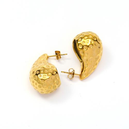 Titanium Steel  Earring, Vacuum Ion Plating, for woman, golden, 30x18mm, Sold By Pair