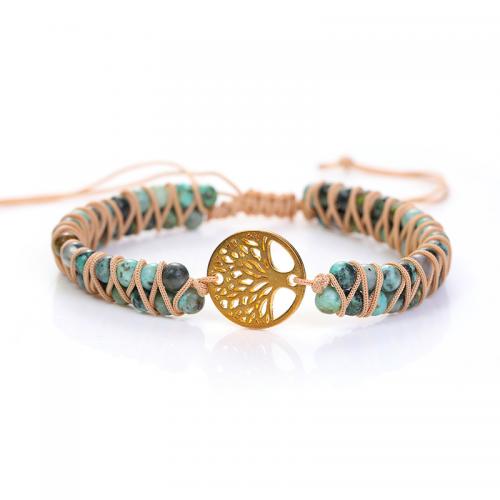 Gemstone Bracelets, Knot Cord, with Natural Stone & Tibetan Style, Adjustable & fashion jewelry & Unisex, more colors for choice, nickel, lead & cadmium free, Length:Approx 17 cm, Sold By PC